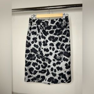 Gray leopard print banana republic pencil skirt